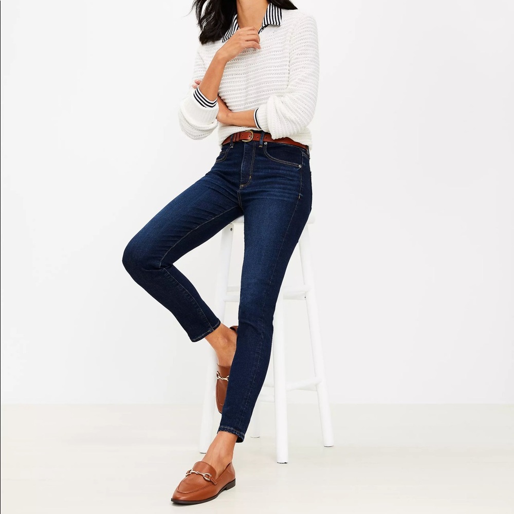 New LOFT skinny cropped jeans dark wash
